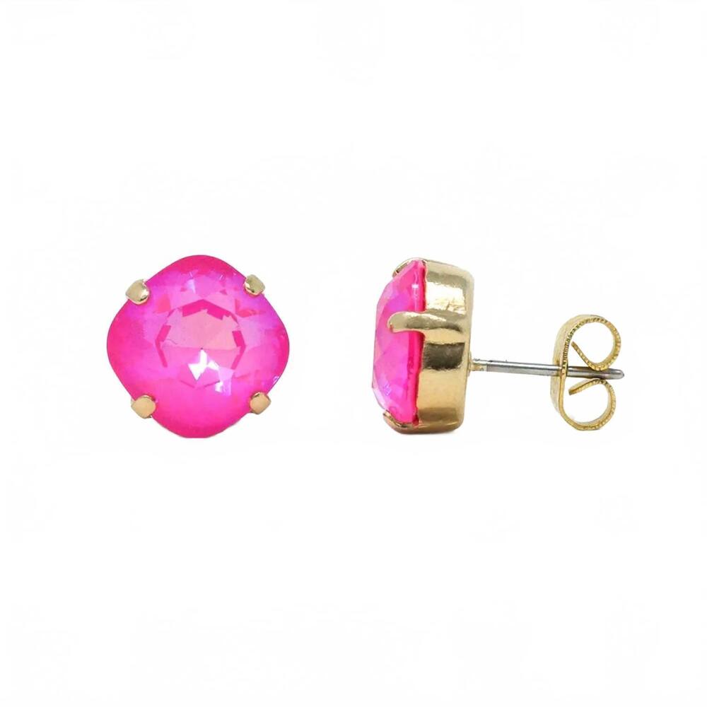 NEW REALIA BY JEN women's crystal stud earrings in pink + gold